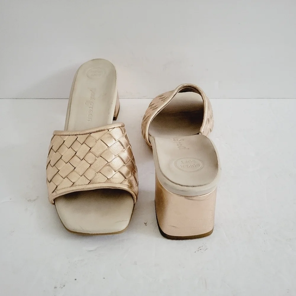 NEW Paul Green Tisha Rose Gold Heel Slide Sandals Size 8.5